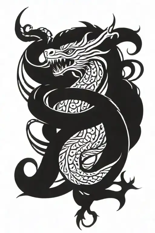 loki symbol and jormungandr wrapping tattoo design idea