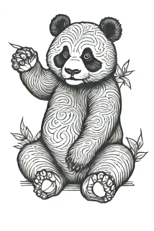 panda sitting tattoo design idea