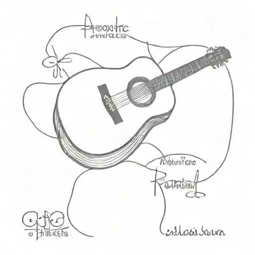 acoustic guitar with lyrics incorporated tattoo design idea