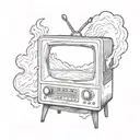 burning old retro tv tattoo design idea