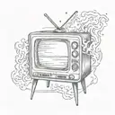 burning old retro tv tattoo design idea