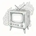 burning old retro tv tattoo design idea