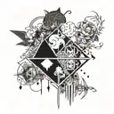 Incorporate elements from StrayKids, Bts, and Ateez logos into a unique design tattoo design idea