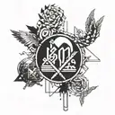 Incorporate elements from StrayKids, Bts, and Ateez logos into a unique design tattoo design idea