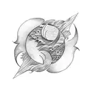 half sun half moon tattoo design idea