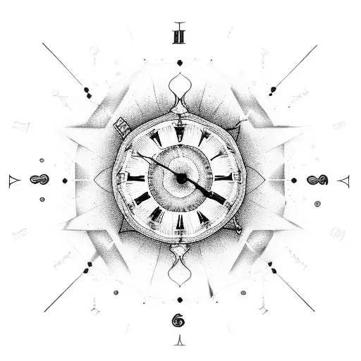 clock at midnight, surrounded by roses tattoo design idea