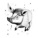 wild boar carrying archaeology trowel tattoo design idea