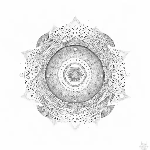 islamic tribal circle with hole tattoo design idea