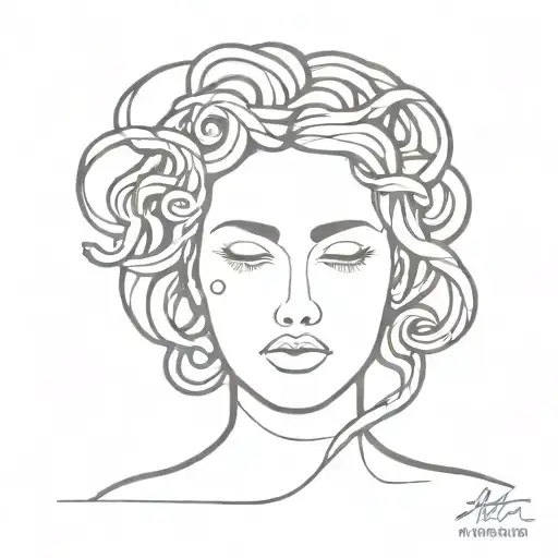 medusa with arch and semicolon incorporated tattoo design idea