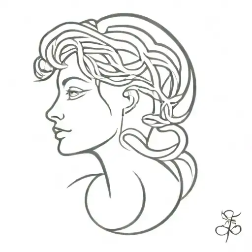 medusa with arch and semicolon symbol tattoo design idea