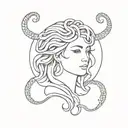 medusa with arch and semicolon mixed tattoo design idea