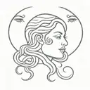medusa with arch and semicolon mixed tattoo design idea