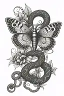 butterfly and snake tattoo design idea