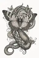 butterfly and snake tattoo design idea