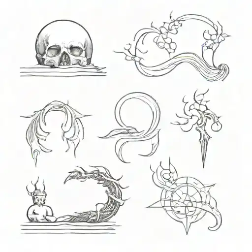 A detailed sequence from top to bottom representing life and death, with an object symbolizing the opening of the soul tattoo design idea