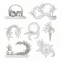 A detailed sequence from top to bottom representing life and death, with an object symbolizing the opening of the soul tattoo design idea