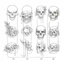 A detailed sequence from top to bottom representing life and death, with an object symbolizing the opening of the soul tattoo design idea