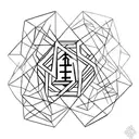 A minimalist geometric design featuring the initials S S J L with elements of Buddhist symbolism tattoo design idea