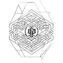 A minimalist geometric design featuring the initials S S J L with elements of Buddhist symbolism tattoo design idea