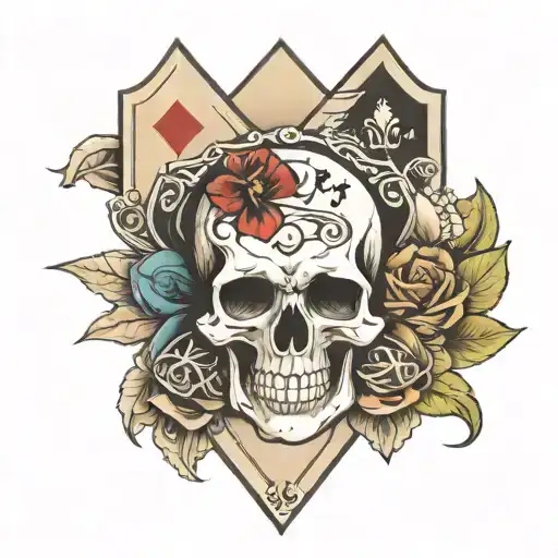 skull and ace card tattoo design idea