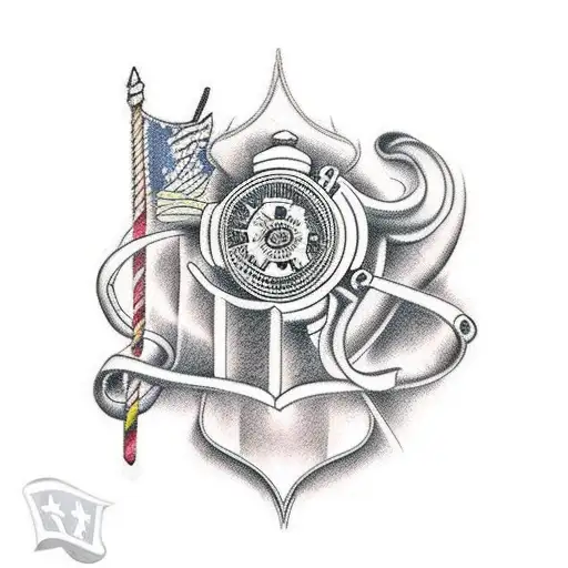 full arm with Christian and firefighter aspects tattoo design idea
