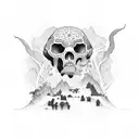 valley of the dey bones with evolution of man tattoo design idea
