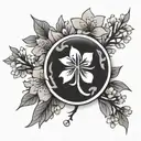 cherry blossom and kanji characters tattoo design idea