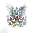 Left Half Polish White Eagle morphed with Right half Red Canadian Maple leaf tattoo design idea