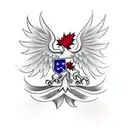 Left Half Polish White Eagle morphed with Right half Red Canadian Maple leaf tattoo design idea