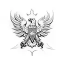 Left Half Polish White Eagle morphed with Right half Red Canadian Maple leaf tattoo design idea