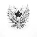 Left Half Polish White Eagle morphed with Right half Red Canadian Maple leaf tattoo design idea