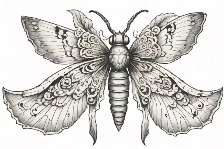 create a neo-gothic tattoo of a death hawk moth tattoo design idea