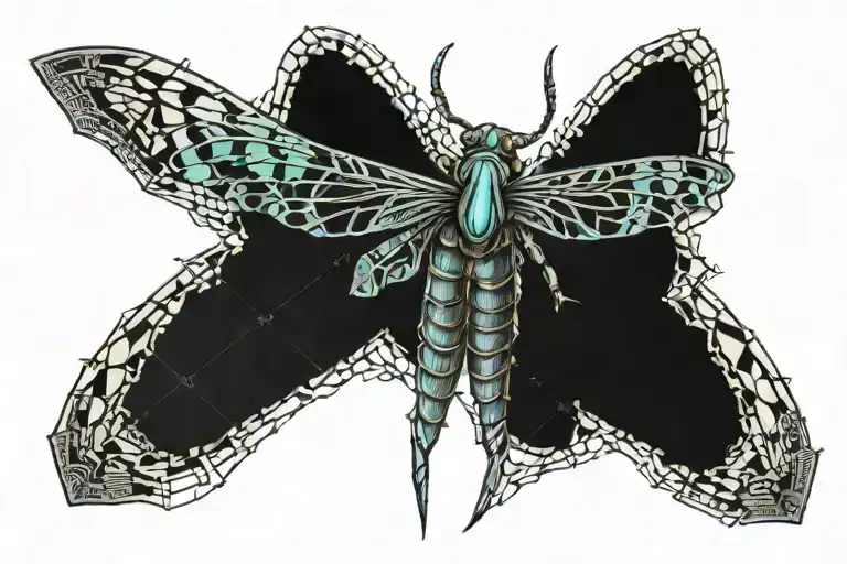 neo gothic death hawk moth resting tattoo design idea