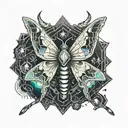 neo gothic death hawk moth resting tattoo design idea