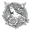 Roses/Doves/Greek Mythology aphrodite goddess tattoo design idea