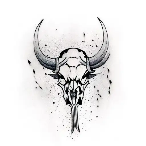 buffalo skull  tattoo design idea