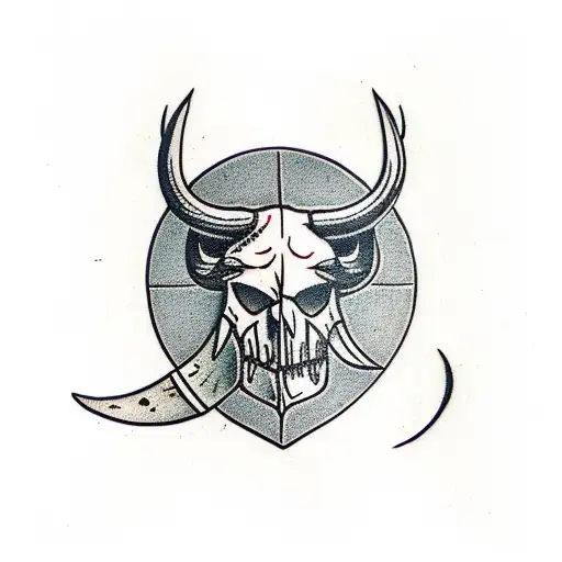 buffalo skull arrowhead tattoo design idea