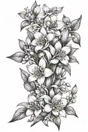 Snowdrop, sweat pea, daisy, Lily of the valley, honeysuckle, honeysuckle, rose, water Lily larkspur, gladiolus hydrangea tattoo design idea