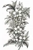 Snowdrop, sweat pea, daisy, Lily of the valley, honeysuckle, honeysuckle, rose, water Lily larkspur, gladiolus hydrangea tattoo design idea