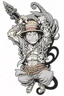 anime that have one piece, naruto and dragonball z  tattoo design idea