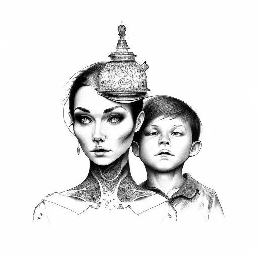 mother and son tattoo design idea