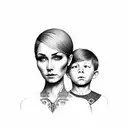 mother and son tattoo design idea
