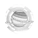 planets overlapping with moons. one of the planets should have a ring like Saturn  tattoo design idea
