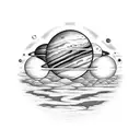 planets overlapping with moons. one of the planets should have a ring like Saturn  tattoo design idea