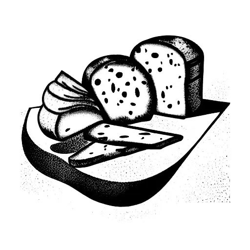 wine bread and cheese as the holy trinity tattoo design idea
