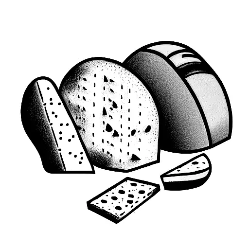 The Holy Trinity of French Wine, Cheese and Bread tattoo design idea