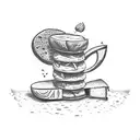 French Wine, Cheese and Bread tattoo design idea