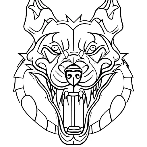 snarling bloodhound's head tattoo design idea