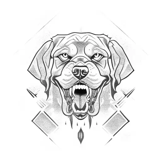 Red snarling bloodhound's head tattoo design idea