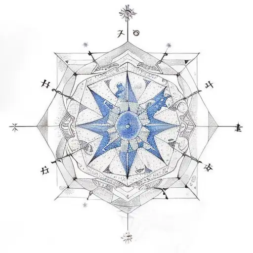 Geometric symmetrical constellation map of the client's zodiac sign tattoo design idea